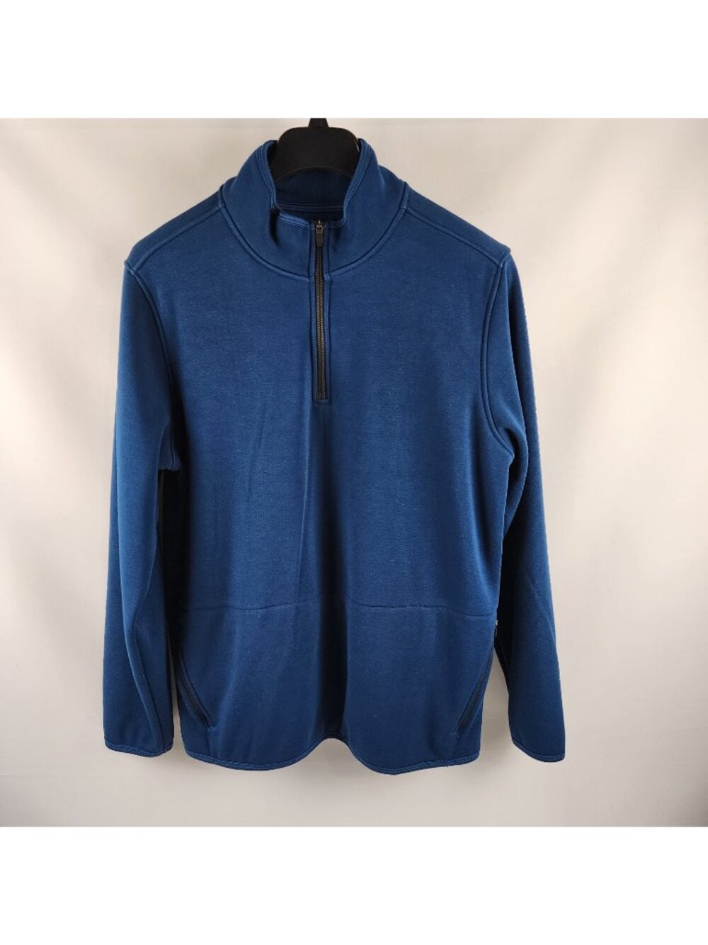 01.Algo Shirt Mens L Blue L/S Performance 1/4 Zip Pullover